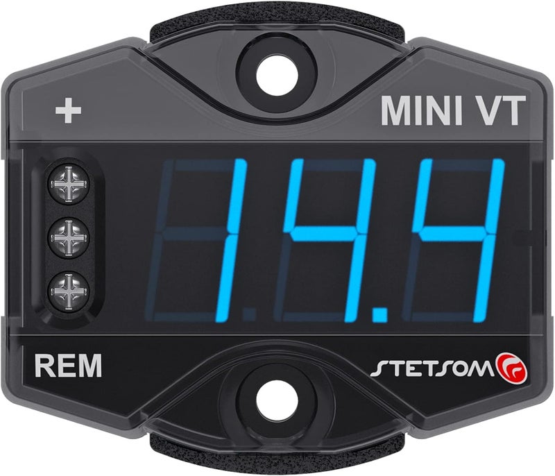 Stetsom MiniVT Digital Display Mini Voltmeter High Accuracy Blue LED 7V~30V Automotive Car Motorcycle Battery Voltage Panel Meter Easy Connection Remote Power for Car Audio Systems - Image 2
